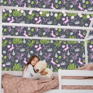 Papier Peint Pour Les Enfants - Licornes Et Plantes – Image 7