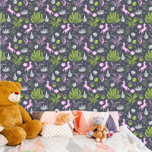 Papier Peint Pour Les Enfants - Licornes Et Plantes – Image 6
