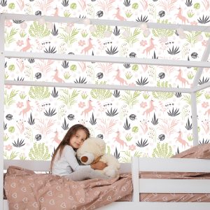 Papier Peint Pour Les Enfants - Licornes Et Plantes – Image 7