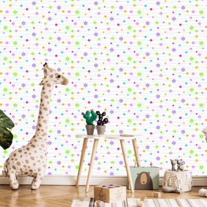 Papier Peint Pour Les Enfants - Fleurs Colorées Coeurs Et Pois – Image 5