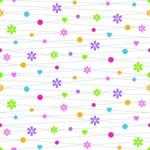 Papier Peint Pour Les Enfants - Fleurs Colorées Coeurs Et Pois – Image 1