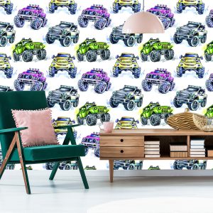 Papier Peint Pour Les Enfants - Voitures Monstres Colorées – Image 6