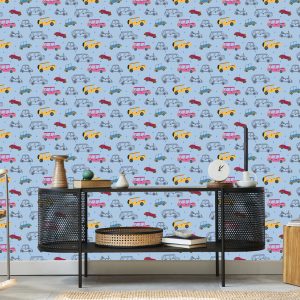 Papier Peint Pour Les Enfants, Des Petites Voitures Colorées Comme Dans Les Dessins Animés – Image 5