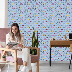 Papier Peint Pour Les Enfants, Des Petites Voitures Colorées Comme Dans Les Dessins Animés – Image 7