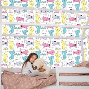 Papier Peint Pour Les Enfants - Chats Mignons Colorés – Image 7