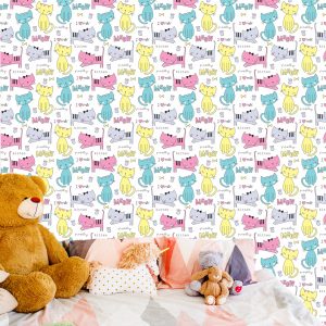 Papier Peint Pour Les Enfants - Chats Mignons Colorés – Image 6