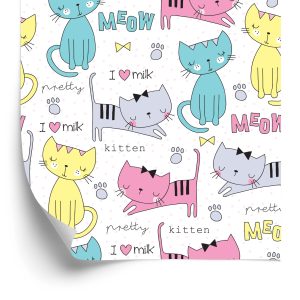 Papier Peint Pour Les Enfants - Chats Mignons Colorés – Image 2