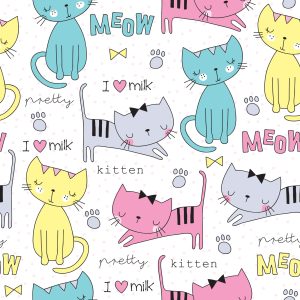 Papier Peint Pour Les Enfants - Chats Mignons Colorés – Image 1