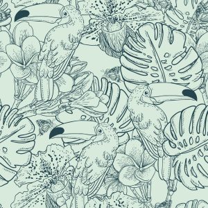 Papier Peint Toucans Et Plantes Exotiques – Image 1