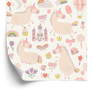 Papier Peint Pour Les Enfants - Licornes, Bonbons Et Plantes – Image 2