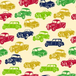 Papier Peint Pour Les Enfants - Voitures Colorées Dans Un Style Rétro – Image 1