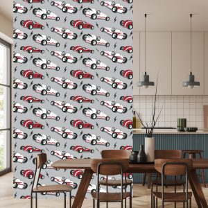 Papier Peint Pour Les Enfants - Voitures De Course De Style Vintage – Image 4