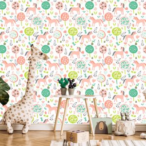 Papier Peint Pour Les Enfants - Licornes Et Plantes Colorées – Image 5