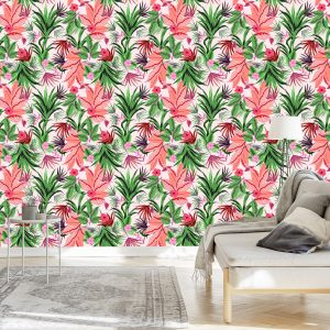 Papier Peint Fleurs De Feuilles Tropicales Exotiques – Image 3