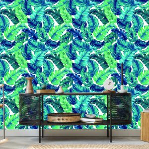 Papier Peint Belles Feuilles Tropicales Turquoise – Image 5