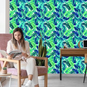 Papier Peint Belles Feuilles Tropicales Turquoise – Image 7