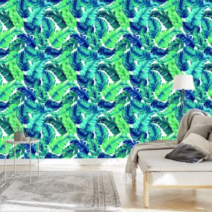 Papier Peint Belles Feuilles Tropicales Turquoise – Image 3