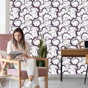 Papier Peint Branches D'arbres Dessinées À La Main – Image 7