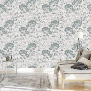 Papier Peint Pour Les Enfants Animaux De La Forêt, Arbres, Croquis – Image 3