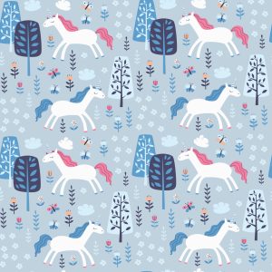 Papier Peint Pour Les Enfants - Licornes Parmi Les Arbres – Image 1