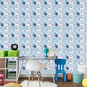 Papier Peint Pour Les Enfants - Licornes Parmi Les Arbres – Image 4