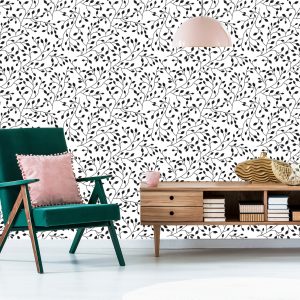 Papier Peint Rétro - Feuilles Noires – Image 6