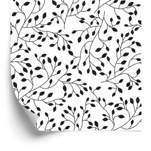 Papier Peint Rétro - Feuilles Noires – Image 2