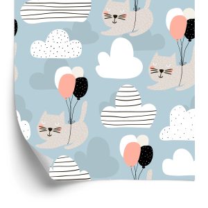 Papier Peint Pour Les Enfants - Chats Et Ballons – Image 2
