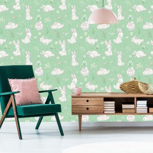 Papier Peint Pour Les Enfants Lapins Fleurs Décoration De Conte De Fées – Image 6