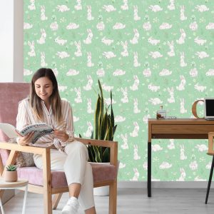 Papier Peint Pour Les Enfants Lapins Fleurs Décoration De Conte De Fées – Image 7