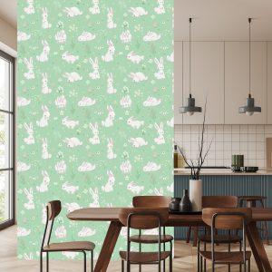 Papier Peint Pour Les Enfants Lapins Fleurs Décoration De Conte De Fées – Image 4