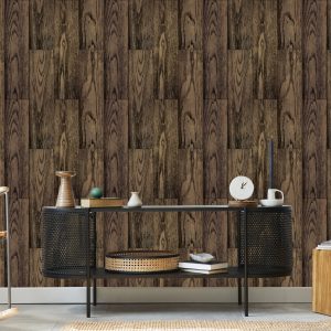 Papier Peint Planches De Bois Verticales Foncées – Image 5