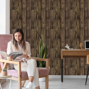 Papier Peint Planches De Bois Verticales Foncées – Image 7