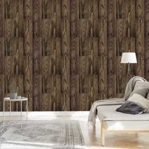 Papier Peint Planches De Bois Verticales Foncées – Image 3