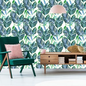 Papier Peint Feuilles D'aquarelle Exotiques – Image 6