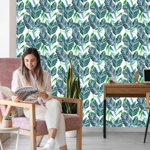 Papier Peint Feuilles D'aquarelle Exotiques – Image 7