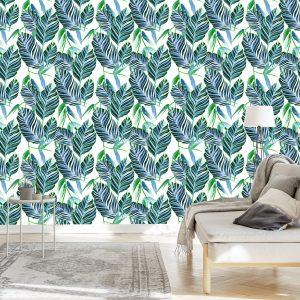 Papier Peint Feuilles D'aquarelle Exotiques – Image 3