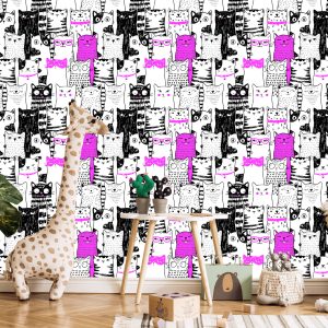 Papier Peint Pour Les Enfants - Chats Comme Des Dessins Animés – Image 5