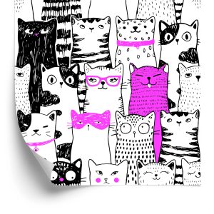 Papier Peint Pour Les Enfants - Chats Comme Des Dessins Animés – Image 2