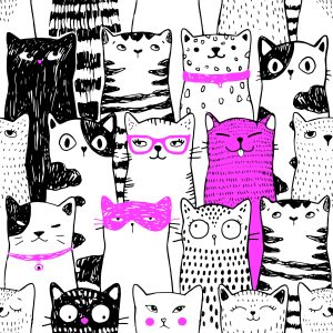 Papier Peint Pour Les Enfants - Chats Comme Des Dessins Animés – Image 1