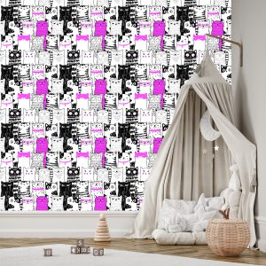 Papier Peint Pour Les Enfants - Chats Comme Des Dessins Animés – Image 3