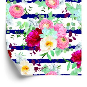 Papier Peint Renoncule Pivoines Roses Et Brunie – Image 2