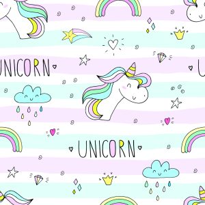 Papier Peint Pour Les Enfants - Licornes, Nuages ​​Et Arcs-En-Ciel – Image 1