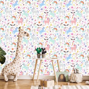 Papier Peint Pour Les Enfants - Licornes Magiques Colorées – Image 5