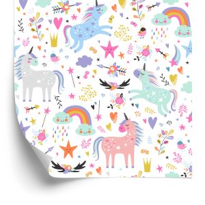 Papier Peint Pour Les Enfants - Licornes Magiques Colorées – Image 2