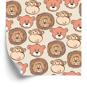 Papier Peint Pour Les Enfants - Joyeux Ours En Peluche, Lions Et Singes – Image 2