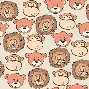Papier Peint Pour Les Enfants - Joyeux Ours En Peluche, Lions Et Singes – Image 1