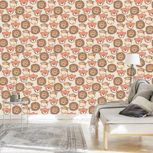 Papier Peint Pour Les Enfants - Joyeux Ours En Peluche, Lions Et Singes – Image 3