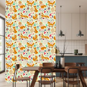 Papier Peint Pour Les Enfants - Renards, Oiseaux Et Fleurs – Image 4