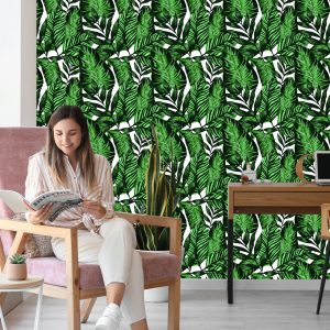 Papier Peint Feuilles Tropicales Aquarelles – Image 7